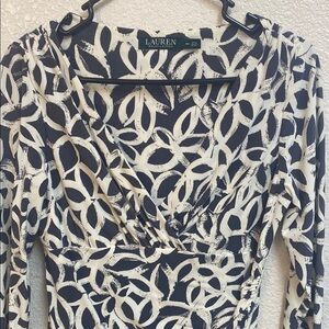 Lauren Ralph Lauren Navy and White Long Sleeve Dress